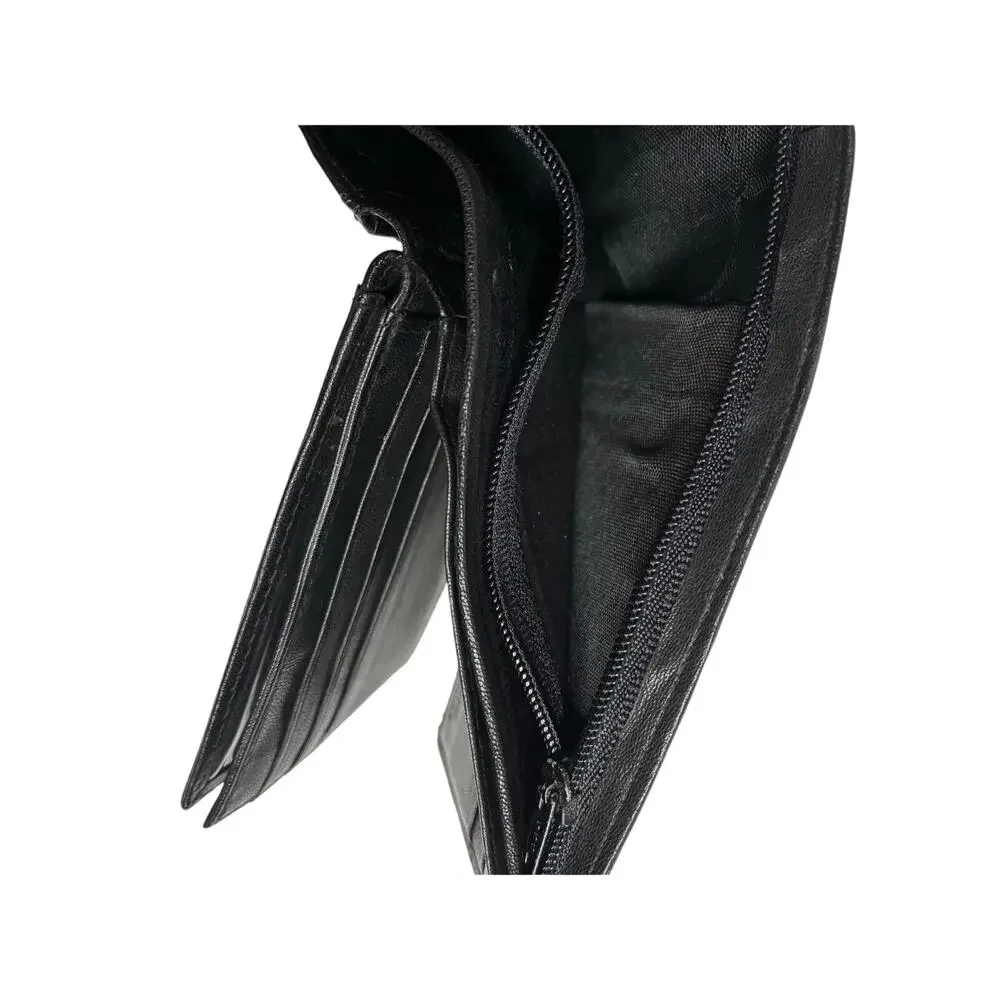 Handcrafted Men's Genuine Leather Tri-fold Wallet Black